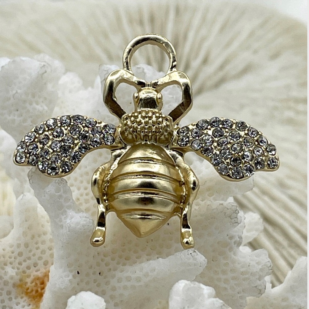 Bumblebee pendant charm gold pave NEW